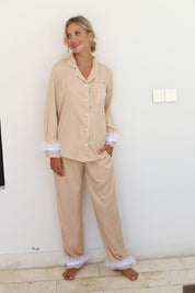 Ecru Satin Feather Winterland Pajamas