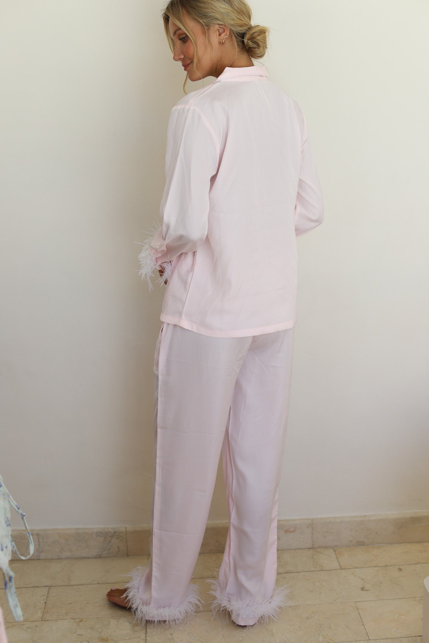 Baby Pink Satin Feather Winterland Pajamas