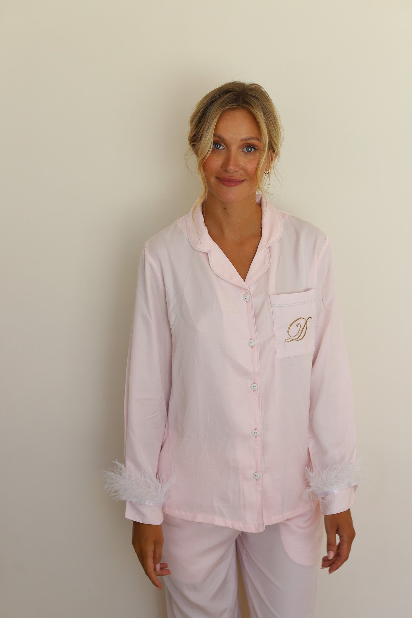 Baby Pink Satin Feather Winterland Pajamas