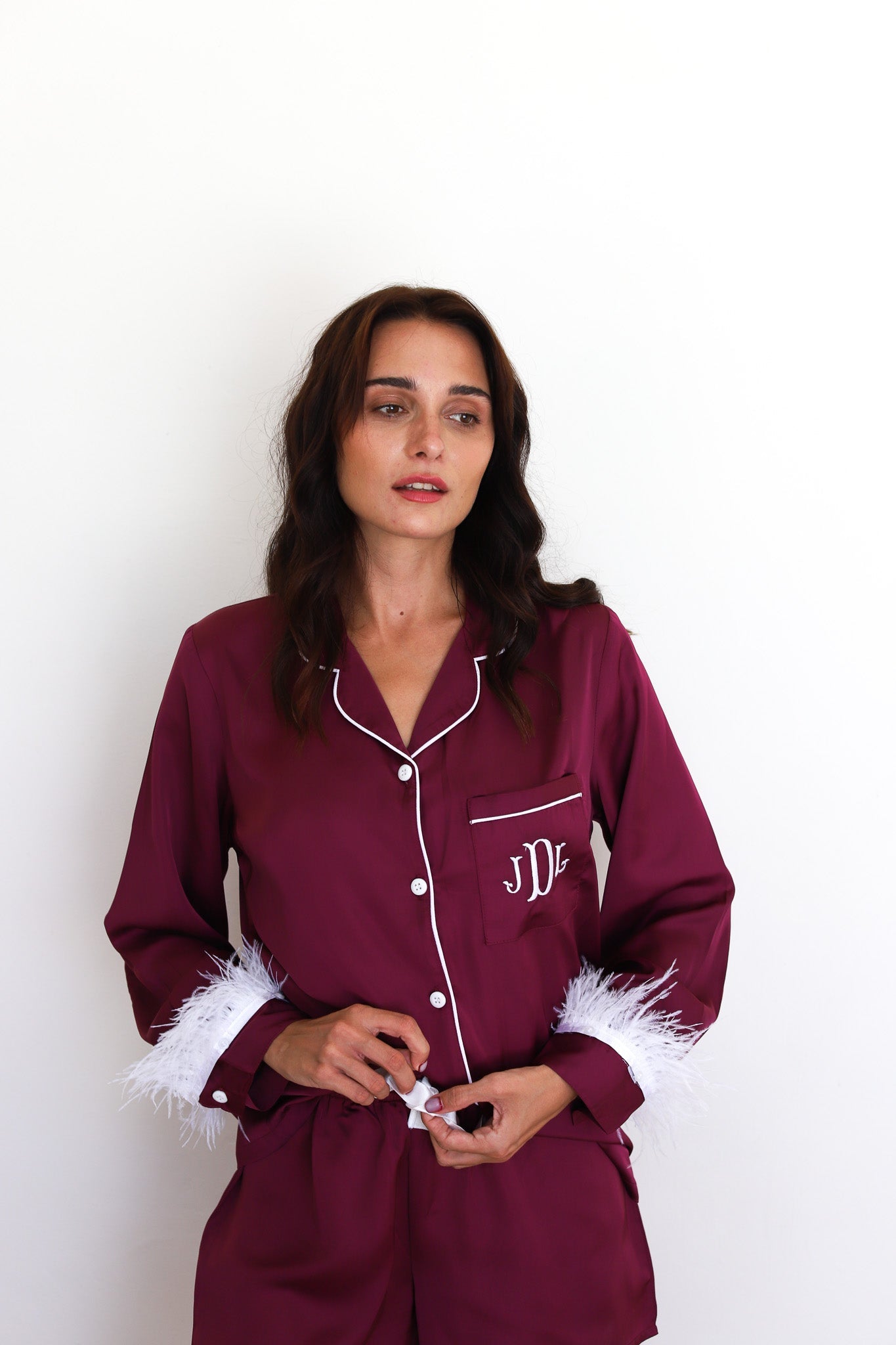 Maroon Satin Feather Springster Pajamas