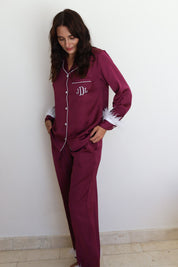 Maroon Satin Feather Winterland Pajamas