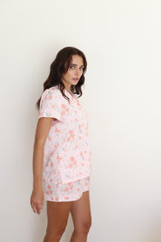 Pink Rose Satin Shortie Pajamas