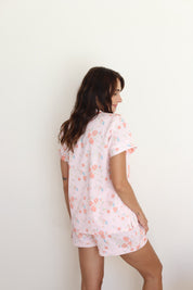 Pink Rose Satin Shortie Pajamas