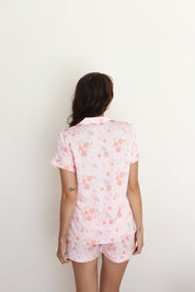 Pink Rose Satin Shortie Pajamas