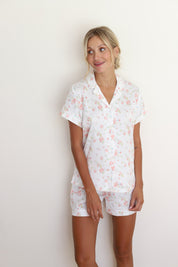 White Rose Satin Shortie Pajamas