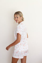 White Rose Satin Shortie Pajamas
