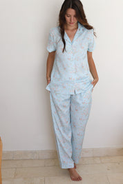 Blue Rose Satin Midnight Pajamas