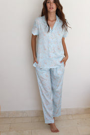 Blue Rose Satin Midnight Pajamas