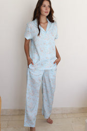 Blue Rose Satin Midnight Pajamas