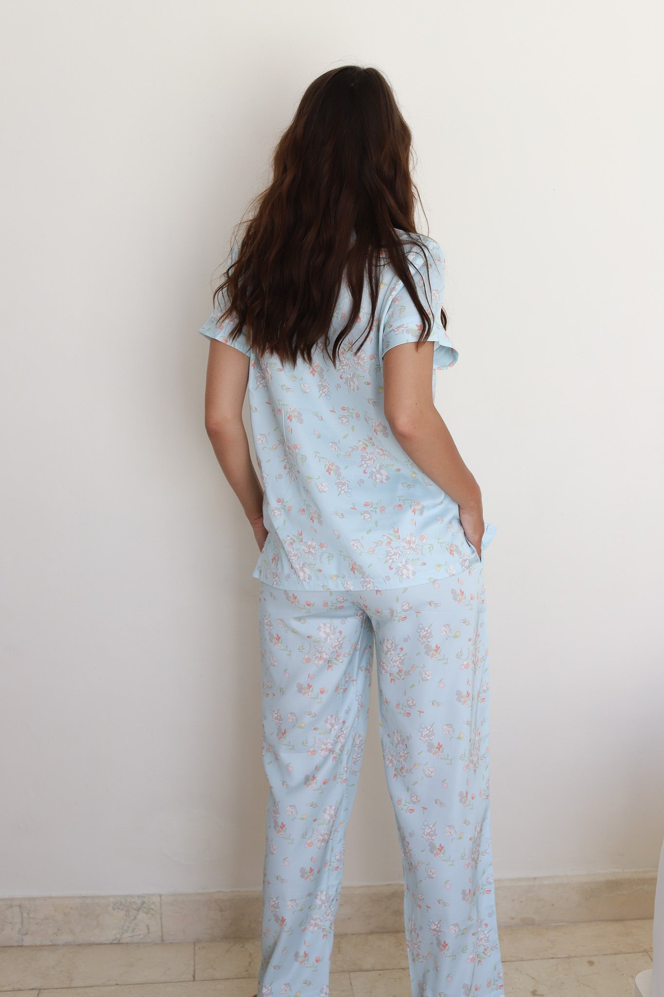 Blue Rose Satin Midnight Pajamas