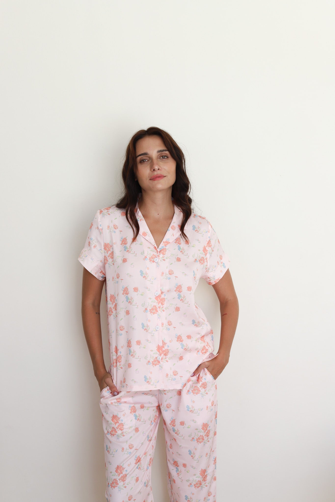Pink Rose Satin Midnight Pajamas