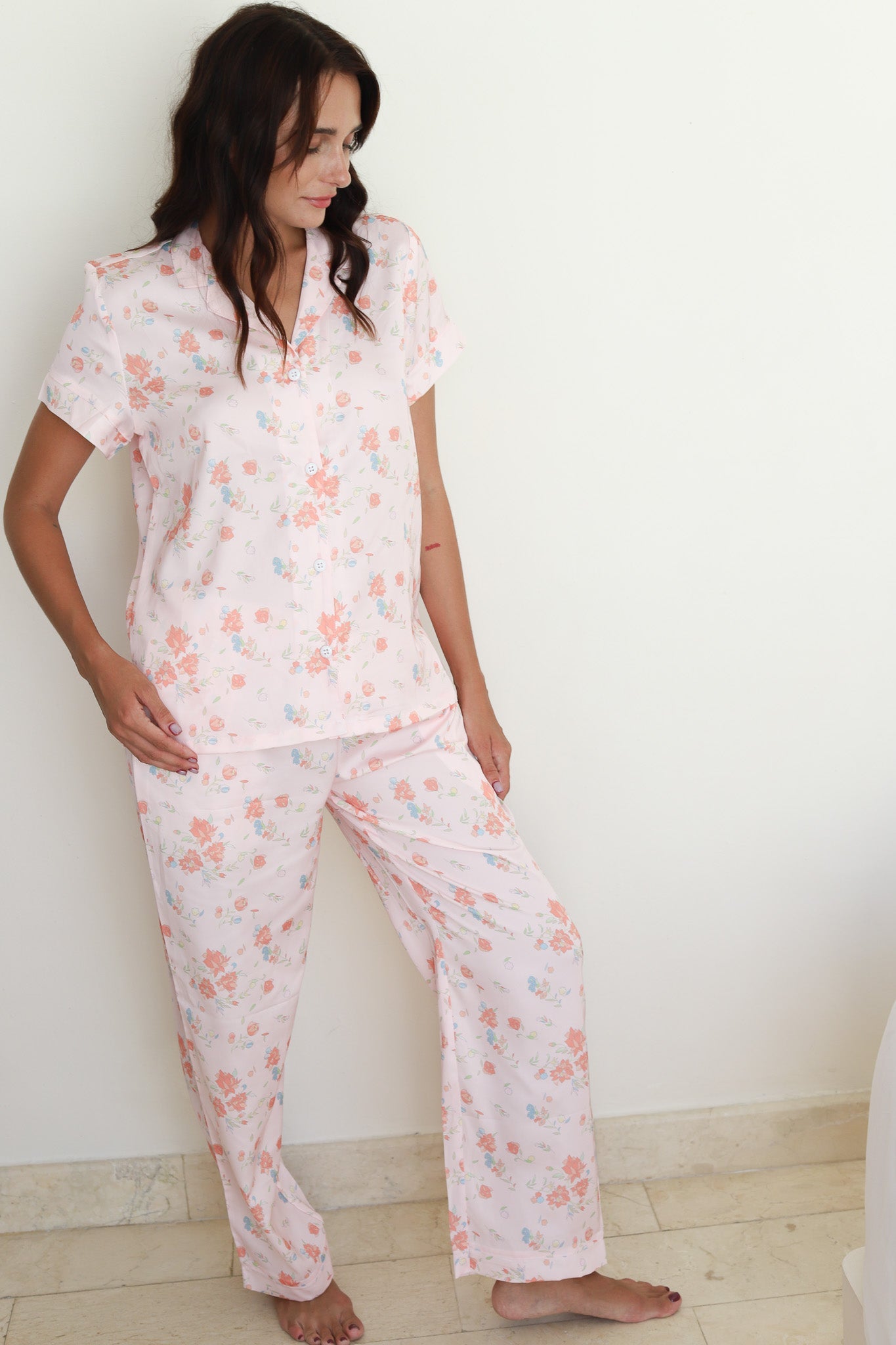 Pink Rose Satin Midnight Pajamas
