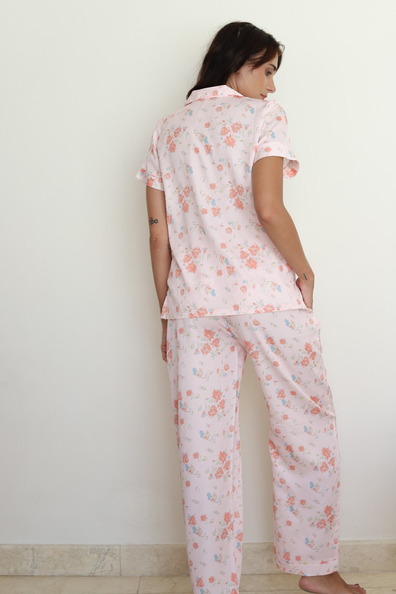 Pink Rose Satin Midnight Pajamas